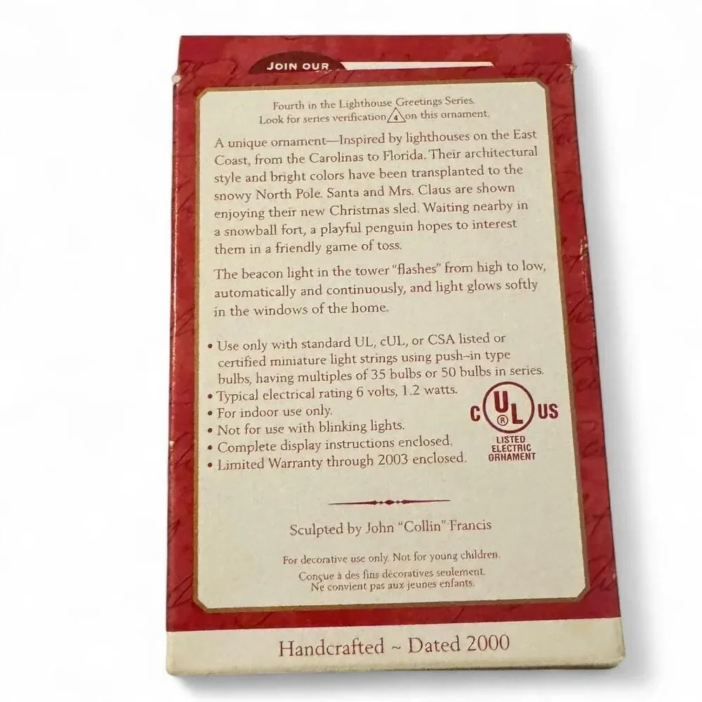 Hallmark Keepsake 2000 Lighthouse Greetings Magic Collector’s Series 4 Ornament